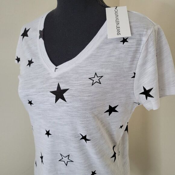 Calvin Klein Jeans V-Neck Stars Tee - Picture 1 of 2